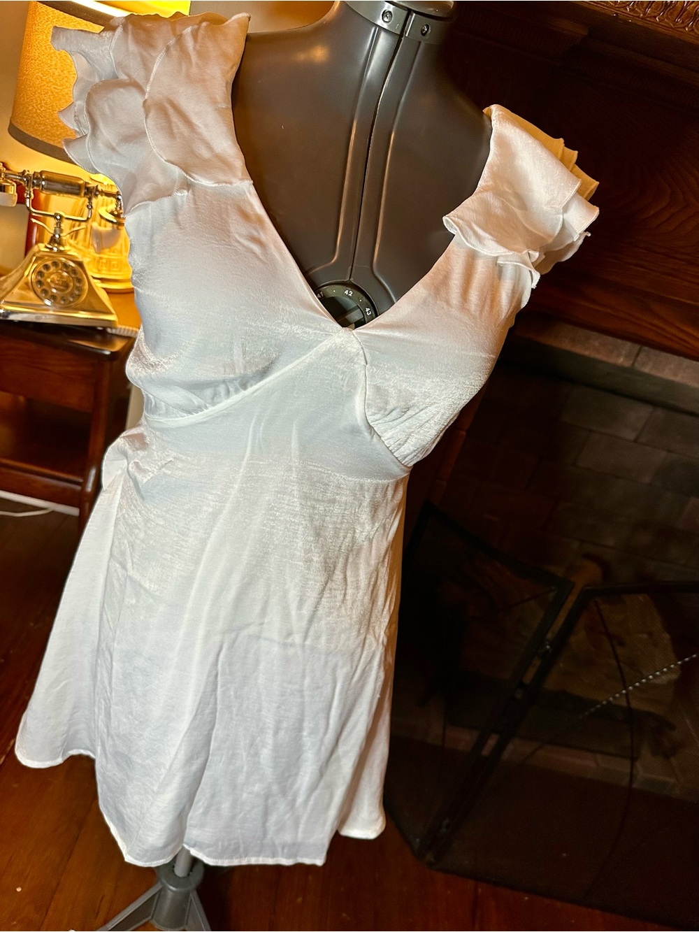 Altar'd State White Ruffle Sleeve Slip Dress